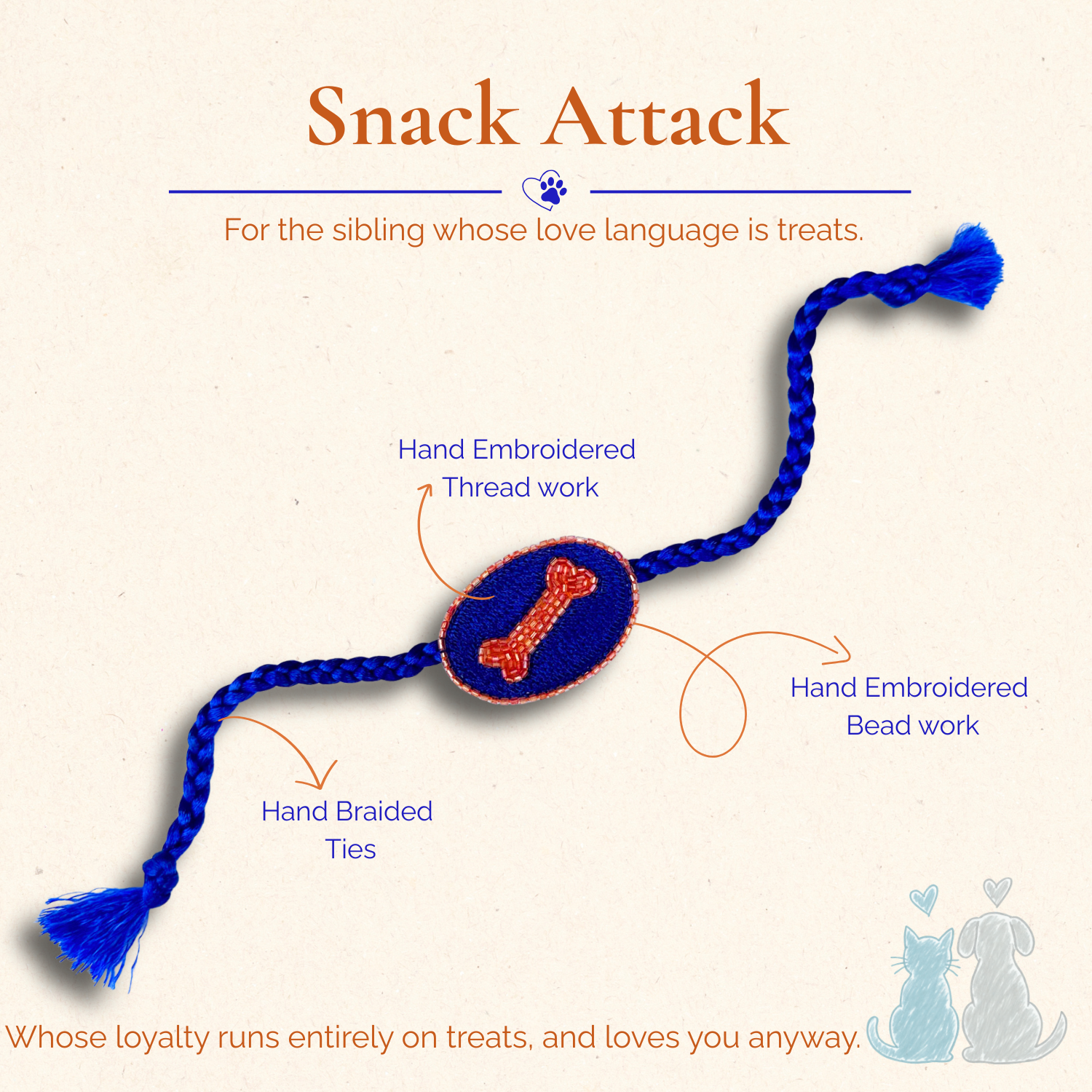 Snack Attack Rakhi handmade dog bone rakhi for Raksha Bandhan