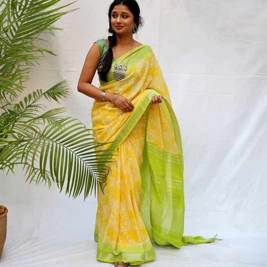 Sundance Kid Printed Organic Linen Saree