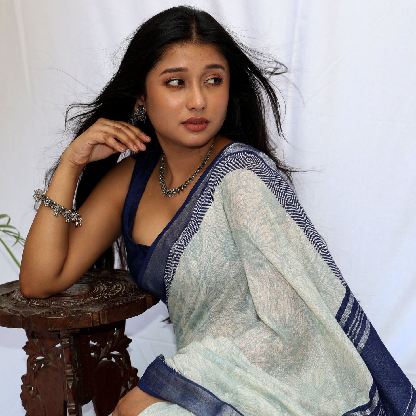 Sunforest Mix Printed Organic Linen Saree