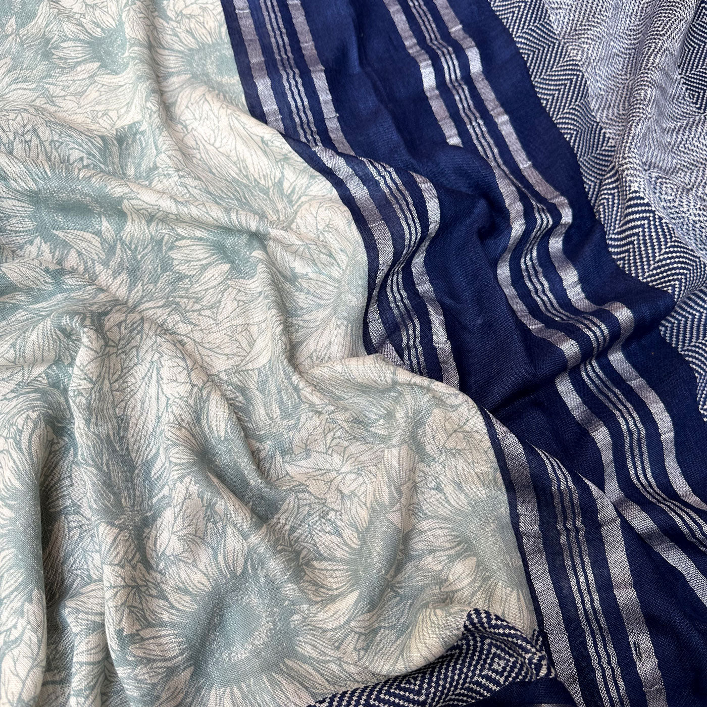 Sunforest Mix Printed Organic Linen Saree