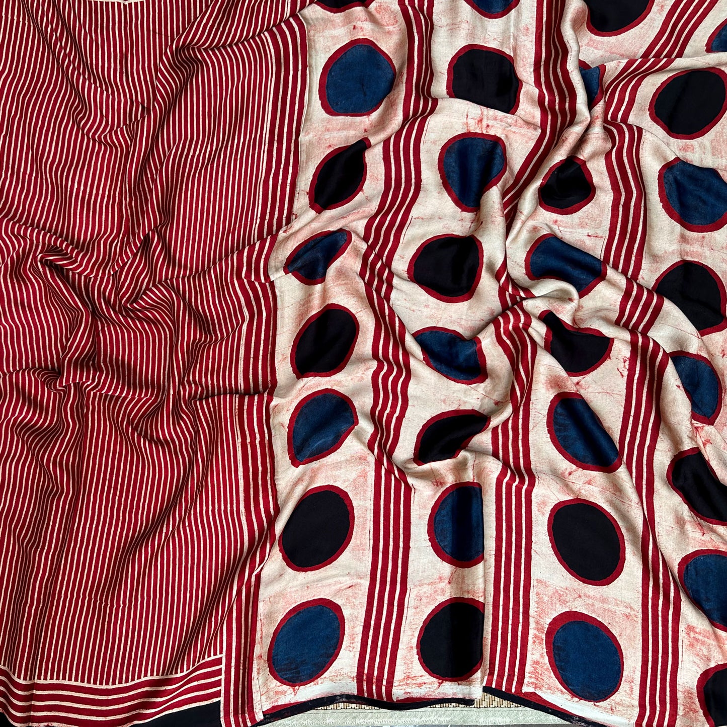 Taabir Handblock Printed Ajrakh Modal Silk Saree