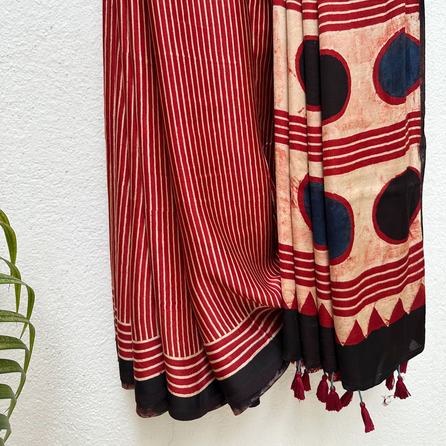 Taabir Handblock Printed Ajrakh Modal Silk Saree