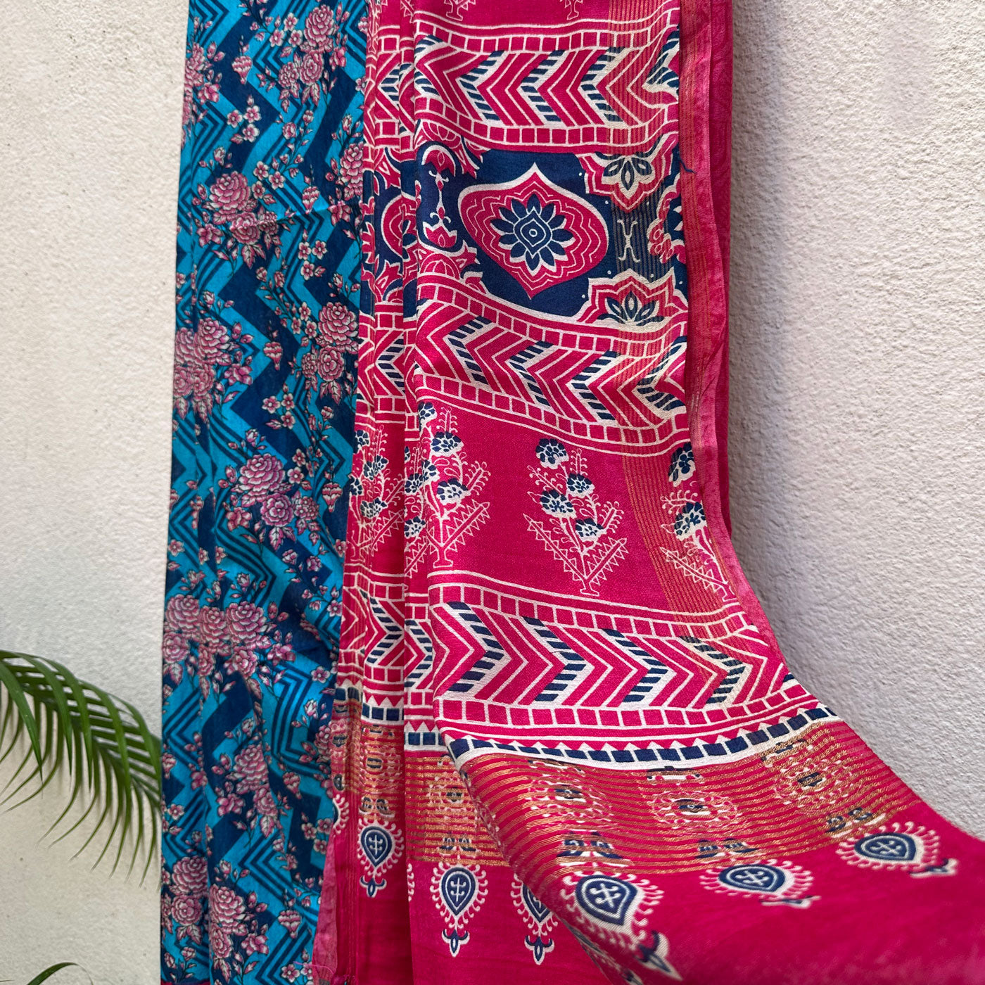Victoria Blue Cotton Viscose Silk Saree