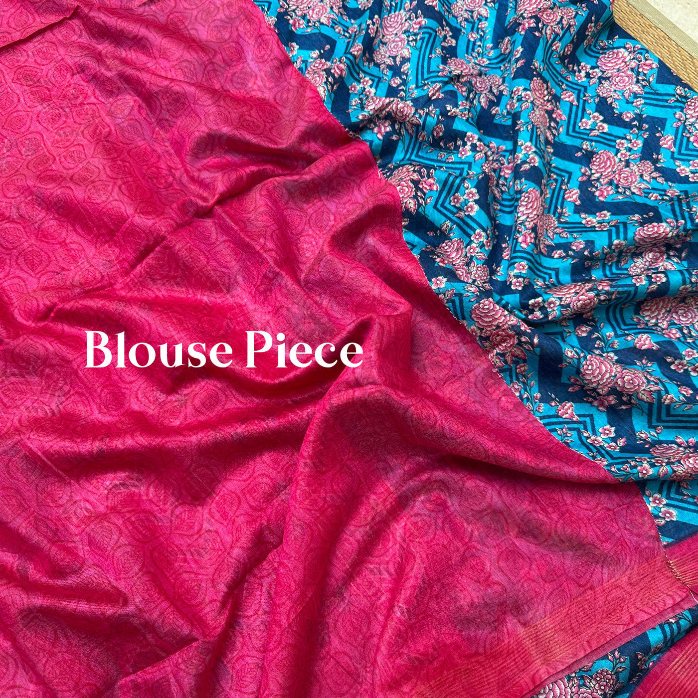 Victoria Blue Cotton Viscose Silk Saree