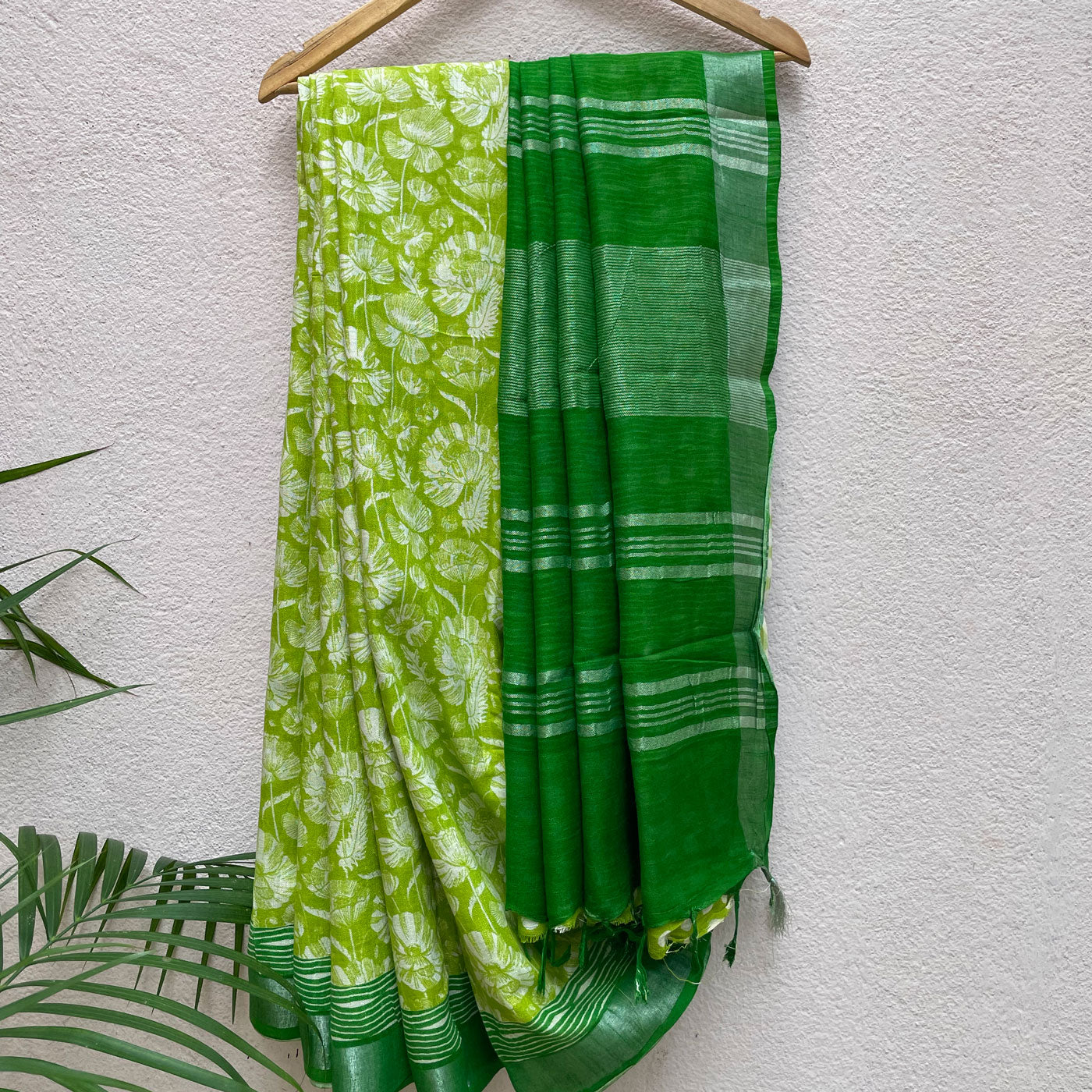 Lemon Lime Bitter Organic Linen Saree