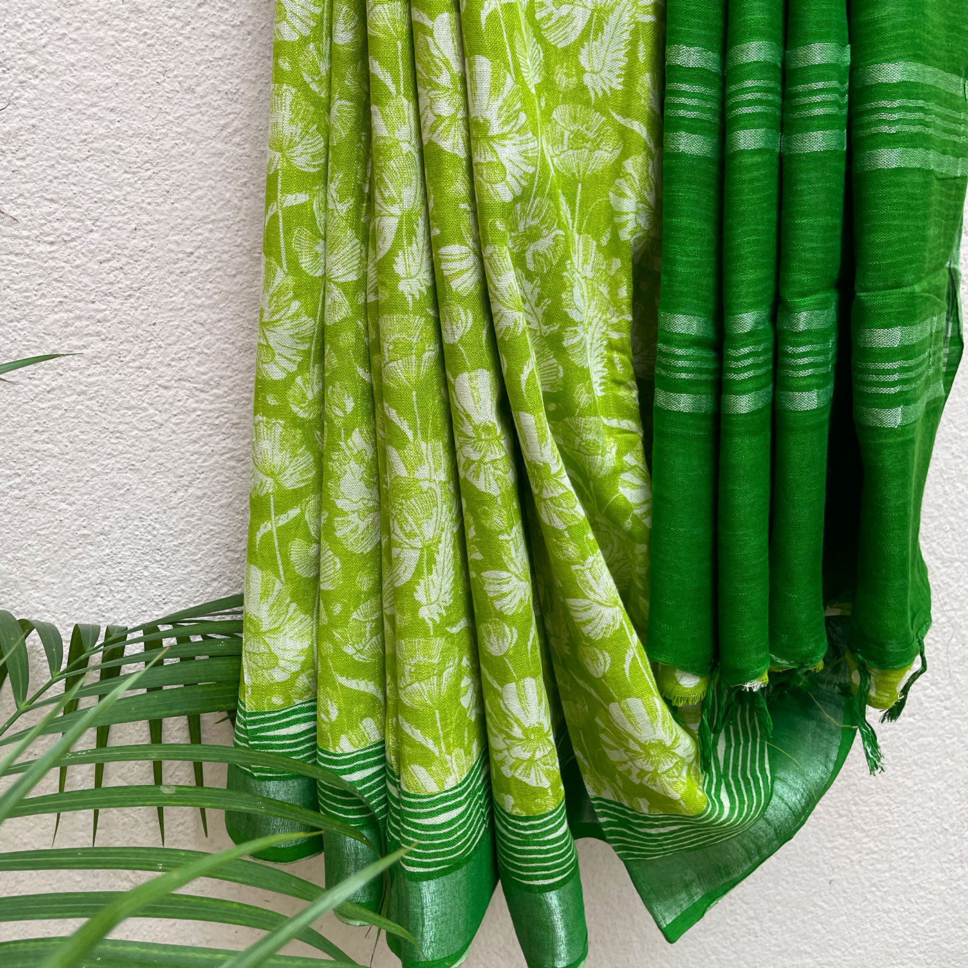 Lemon Lime Bitter Organic Linen Saree