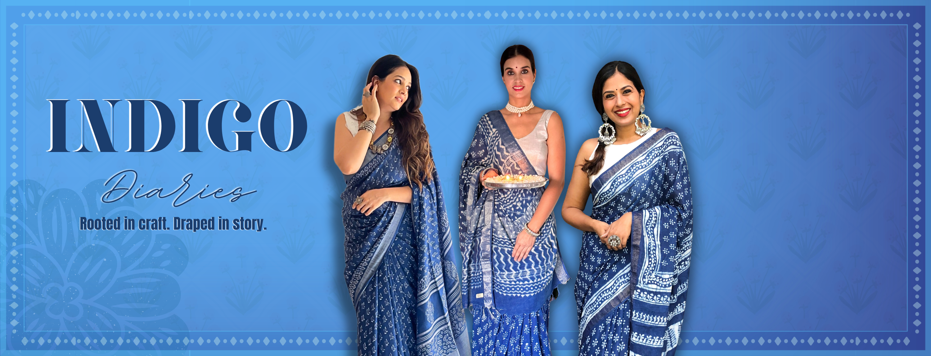Indigo Cotton Linen Sarees