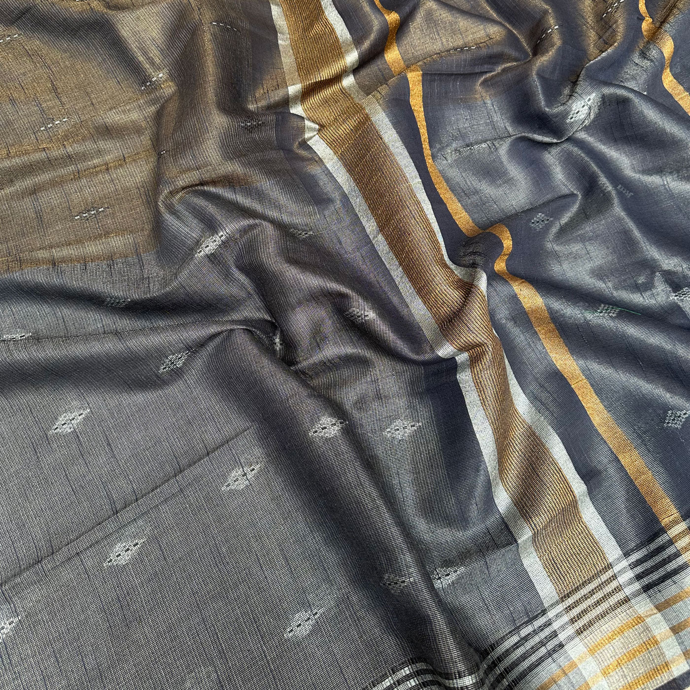 50 Shades of Grey Cotton Metallic Saree