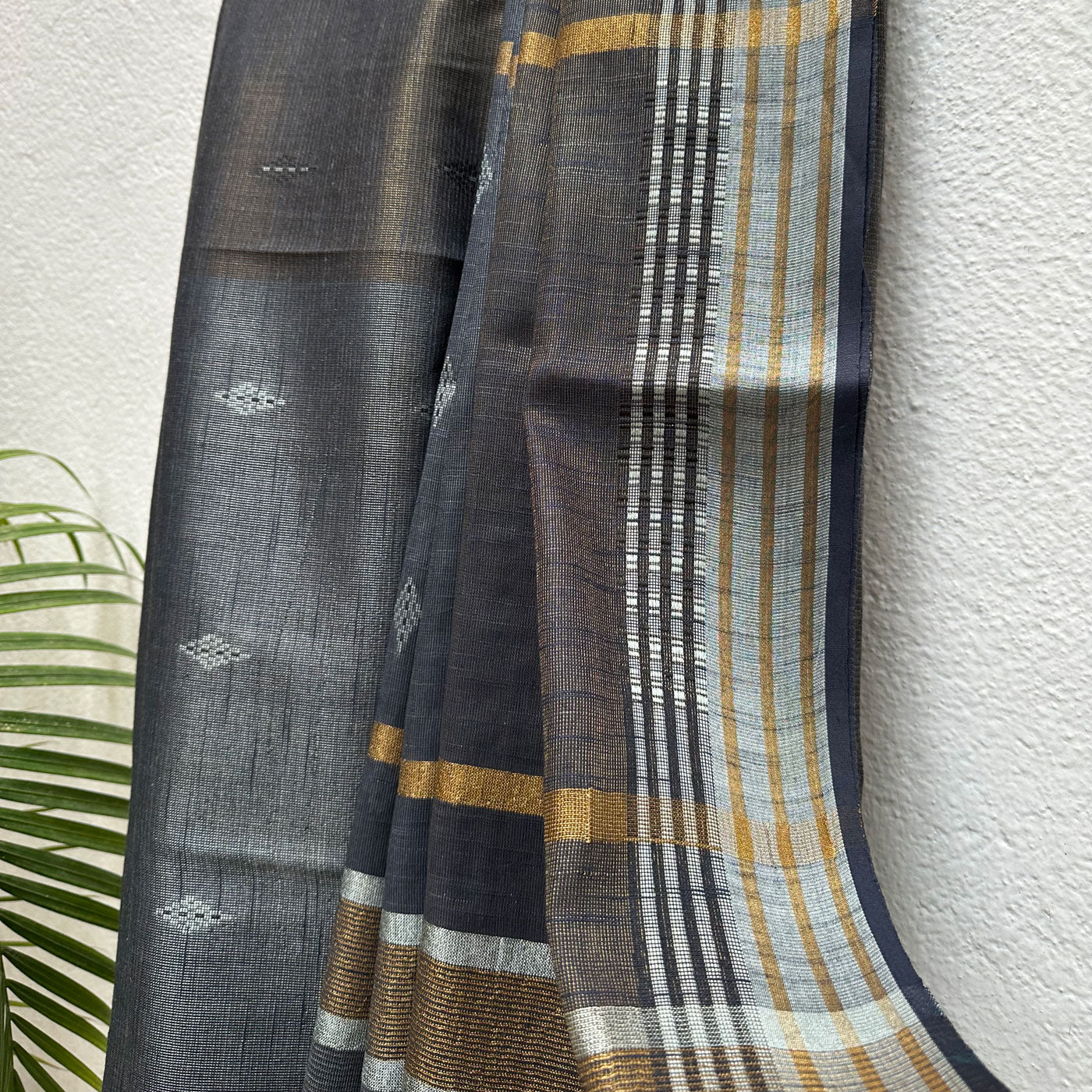 50 Shades of Grey Cotton Metallic Saree