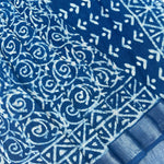 Load image into Gallery viewer, Indigo Hand Block Cotton Linen Saree
