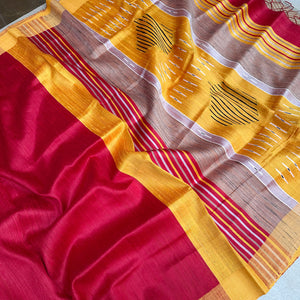 Aadi Basant Tussar Dupion Silk Saree