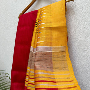 Aadi Basant Tussar Dupion Silk Saree
