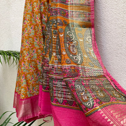 Adrika Printed Maheshwari Border Saree