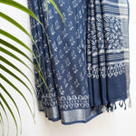 Load image into Gallery viewer, Aendri Flora Indigo Hand Block Cotton Linen Saree

