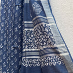 Load image into Gallery viewer, Aendri Flora Indigo Hand Block Cotton Linen Saree
