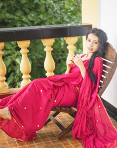 Pink Knock Out Cotton Silk Sequins Saree