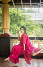 Load image into Gallery viewer, Pink Knock Out Cotton Silk Sequins Saree
