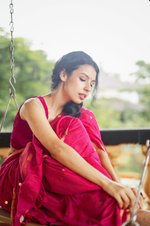 Load image into Gallery viewer, Pink Knock Out Cotton Silk Sequins Saree
