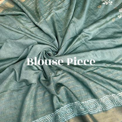 Amaltas Handblock Printed Cotton Silk Saree