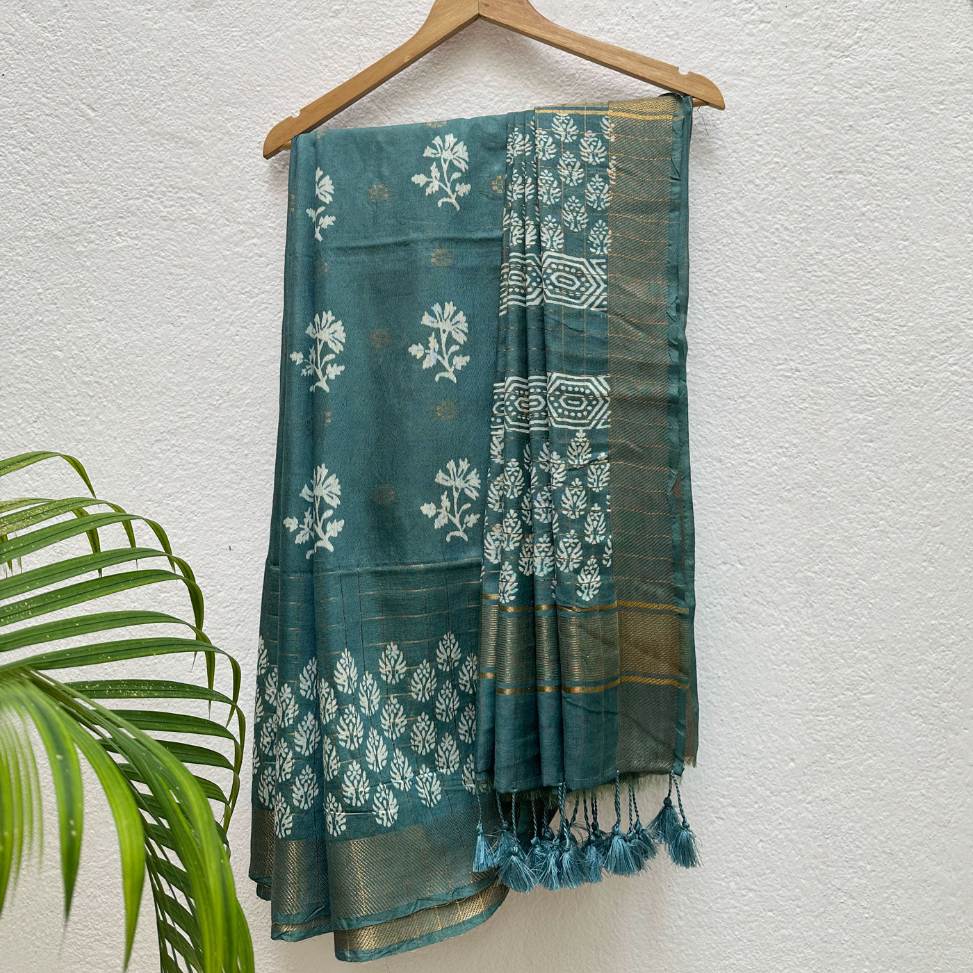 Amaltas Handblock Printed Cotton Silk Saree