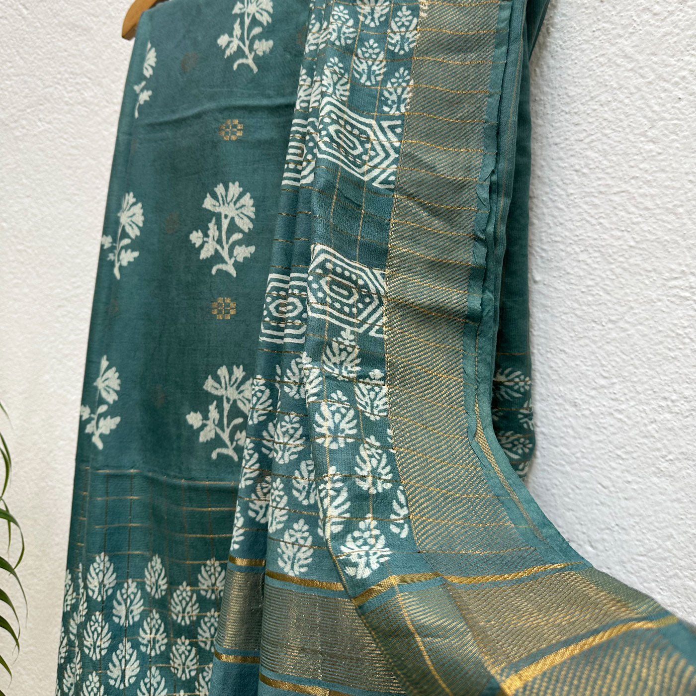 Amaltas Handblock Printed Cotton Silk Saree