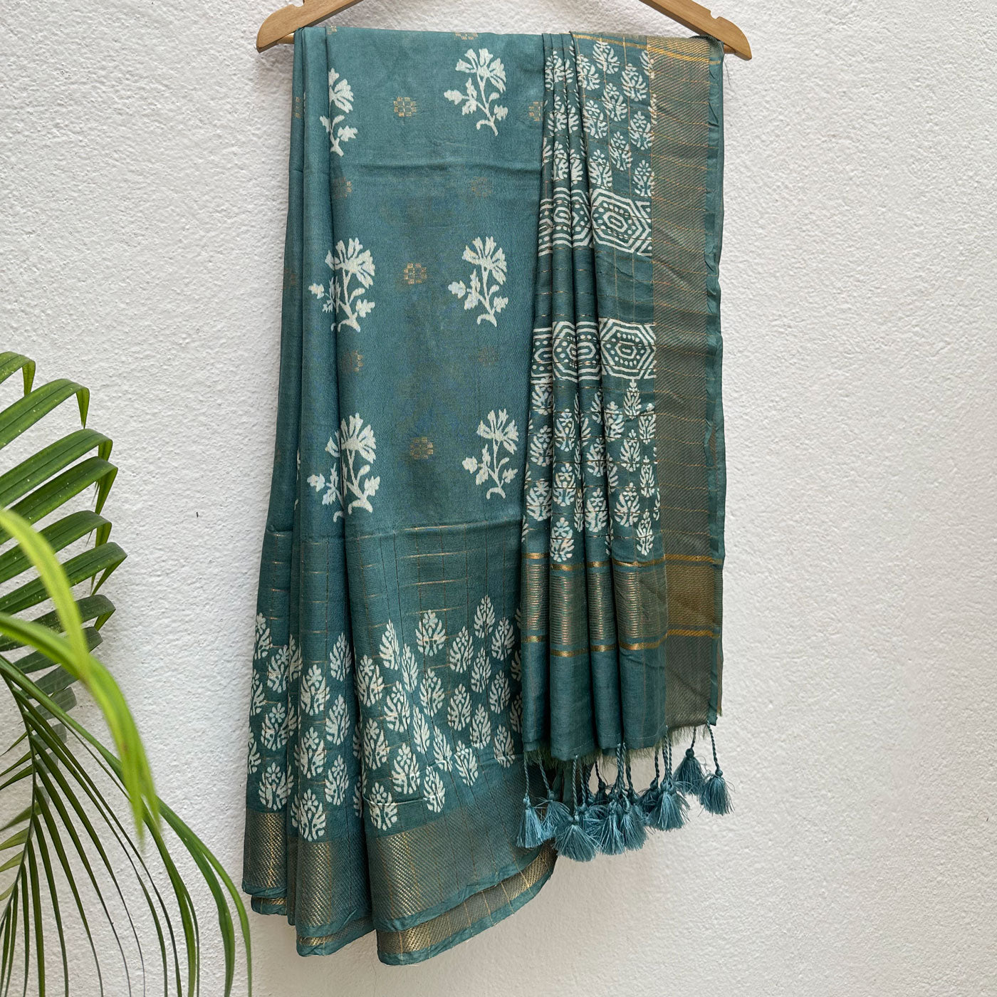 Amaltas Handblock Printed Cotton Silk Saree