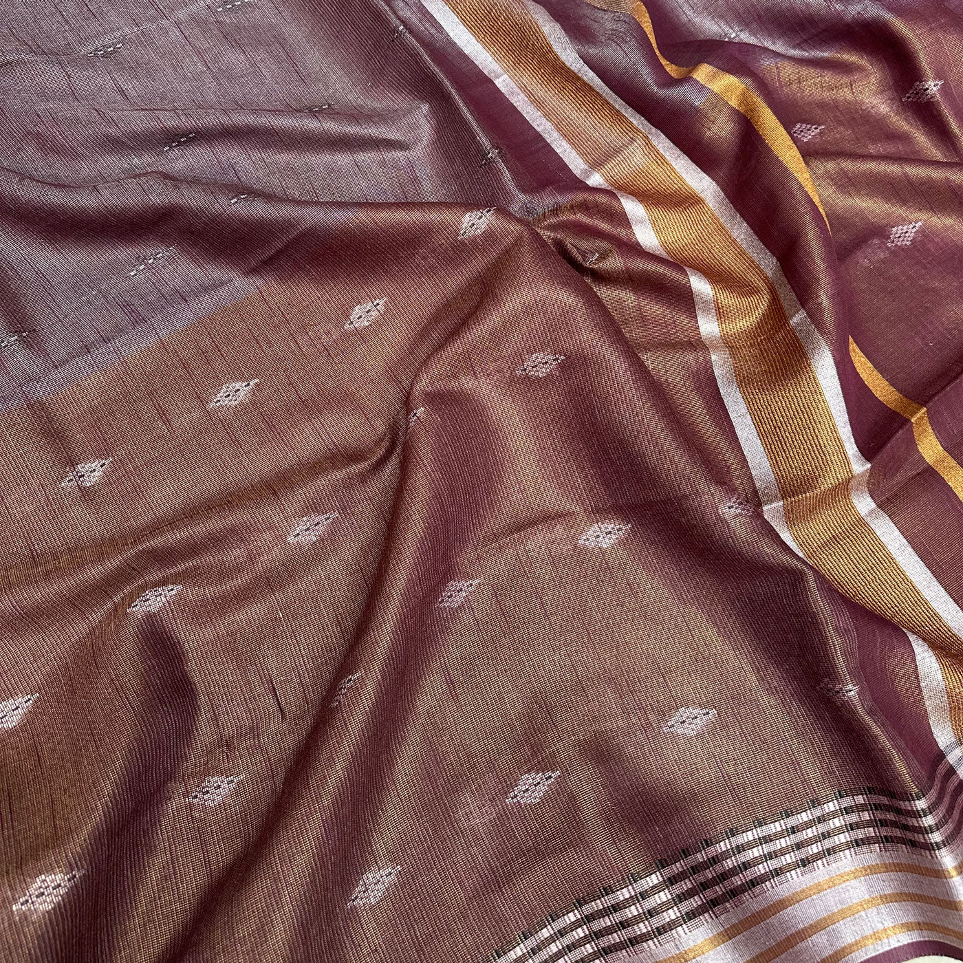 Amaranth Cotton Metallic Saree