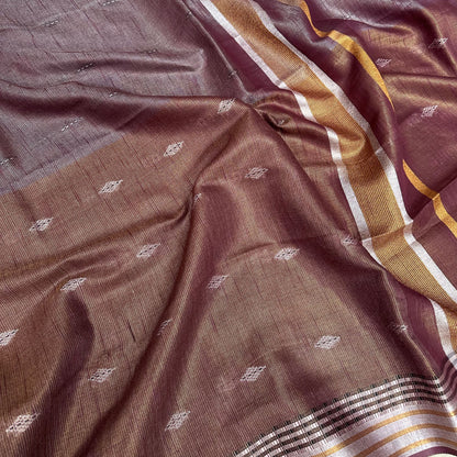 Amaranth Cotton Metallic Saree