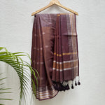 Load image into Gallery viewer, Amaranth Cotton Metallic Saree
