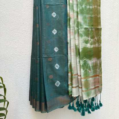 Amazon Forest Tie n Dye Cotton Silk Saree