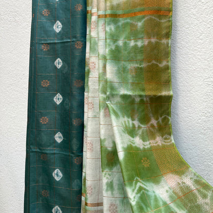 Amazon Forest Tie n Dye Cotton Silk Saree