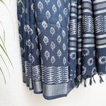 Load image into Gallery viewer, Ambika Indigo Hand Block Cotton Linen Saree
