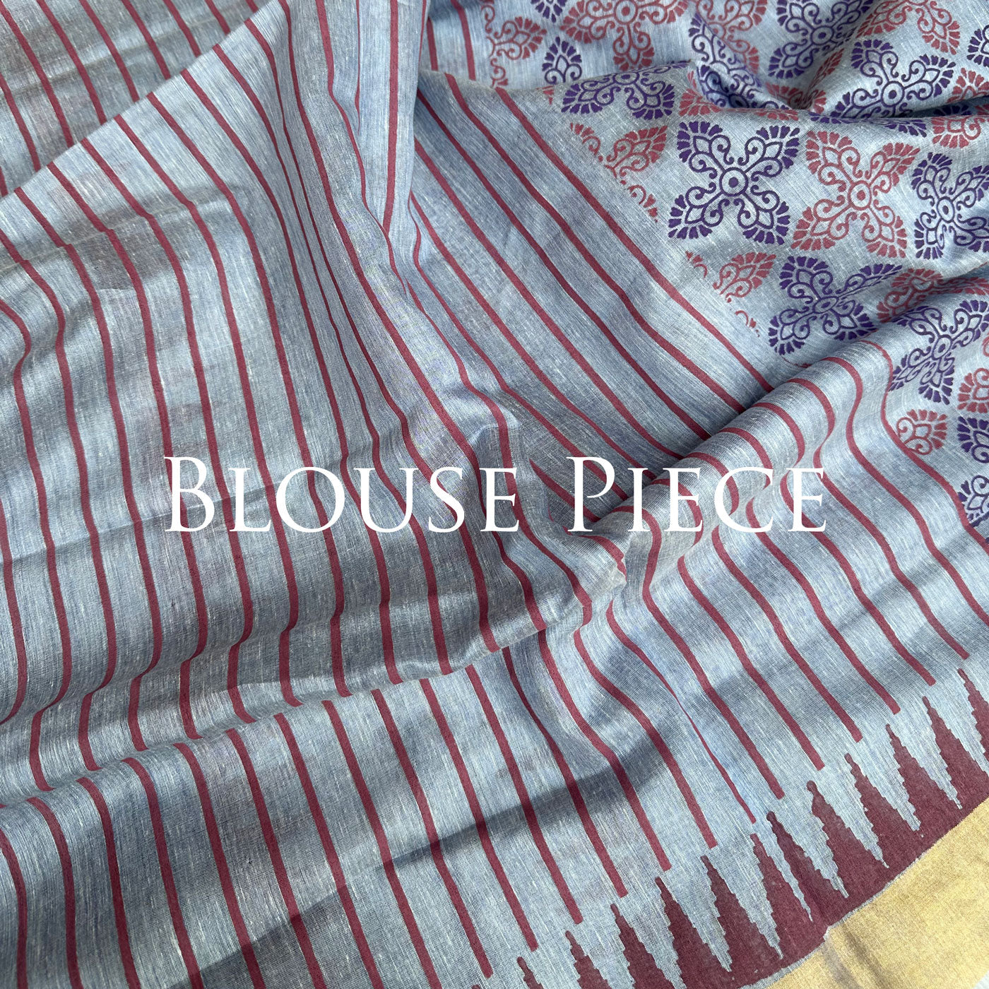Ananta Handblock Printed Silk Linen Saree