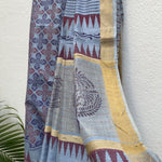 Load image into Gallery viewer, Ananta Handblock Printed Silk Linen Saree
