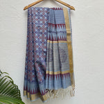 Load image into Gallery viewer, Ananta Handblock Printed Silk Linen Saree
