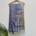 Load image into Gallery viewer, Ananta Handblock Printed Silk Linen Saree
