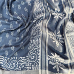 Load image into Gallery viewer, Anantaa Indigo Hand Block Cotton Linen Saree
