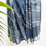 Load image into Gallery viewer, Anantaa Indigo Hand Block Cotton Linen Saree
