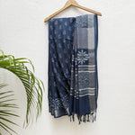 Load image into Gallery viewer, Anantaa Indigo Hand Block Cotton Linen Saree

