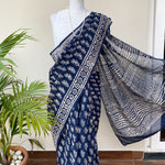 Load image into Gallery viewer, Anantaa Indigo Handblock Kota Doria Saree

