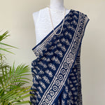 Load image into Gallery viewer, Anantaa Indigo Handblock Kota Doria Saree
