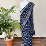 Load image into Gallery viewer, Anantaa Indigo Handblock Kota Doria Saree
