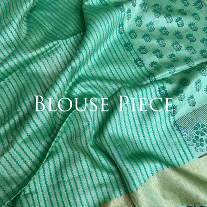 Anuradha Handblock Printed Moonga Silk Saree