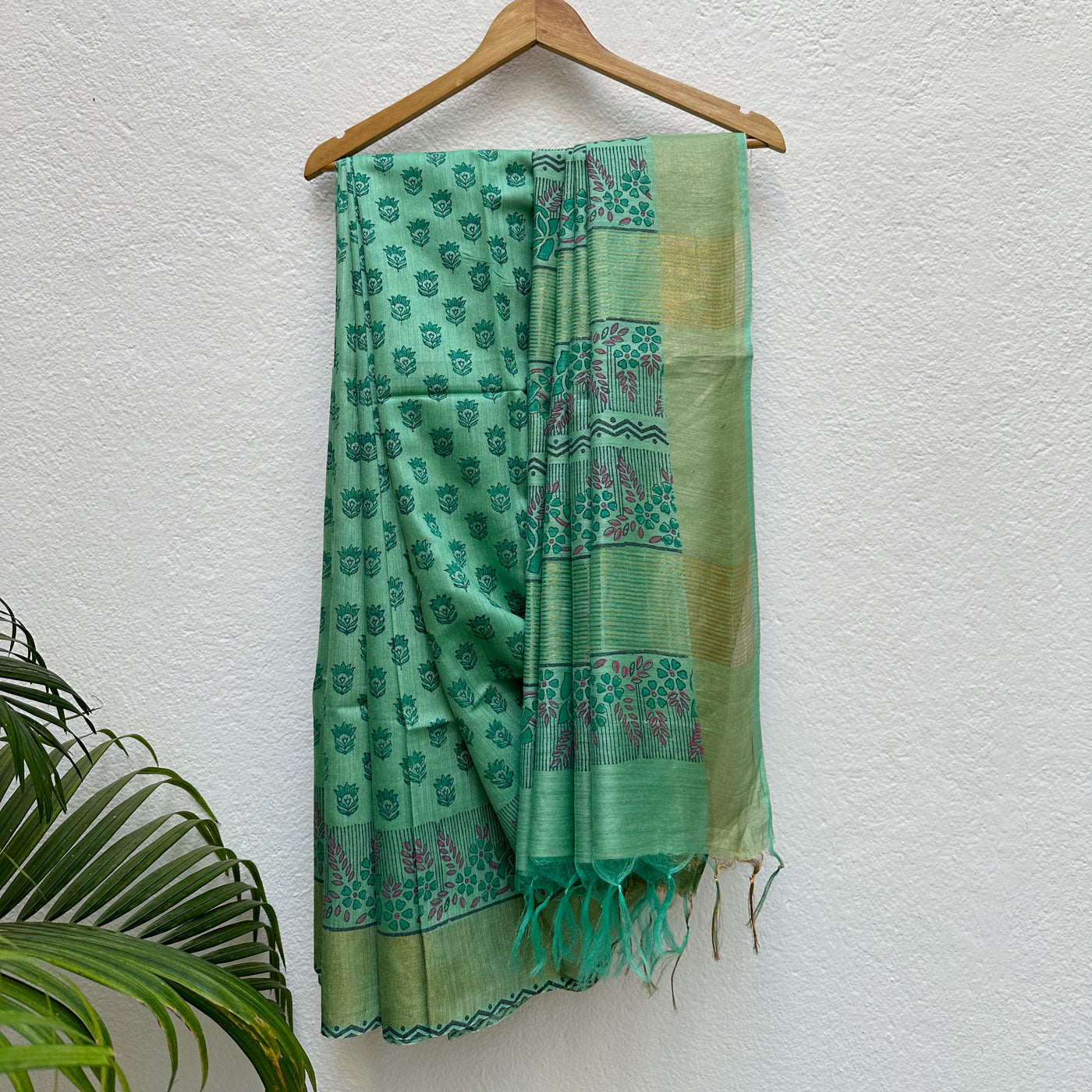 Anuradha Handblock Printed Moonga Silk Saree
