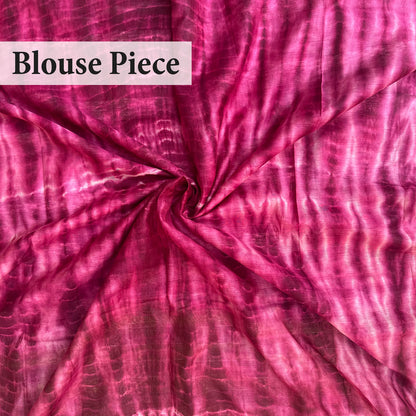 Apple Blossom Shibori Cotton Silk Saree