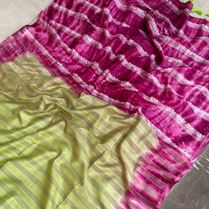 Apple Blossom Shibori Cotton Silk Saree