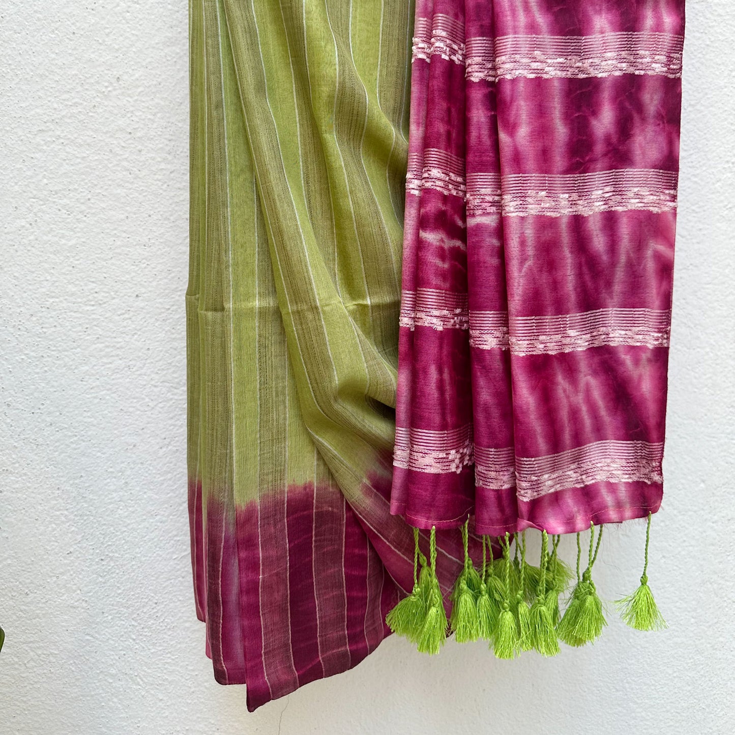 Apple Blossom Shibori Cotton Silk Saree