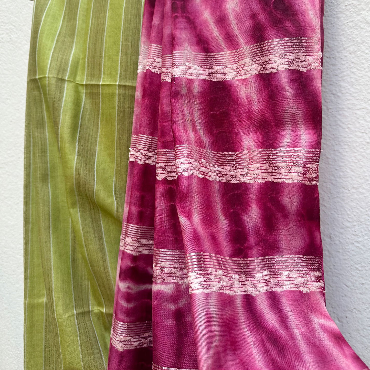 Apple Blossom Shibori Cotton Silk Saree