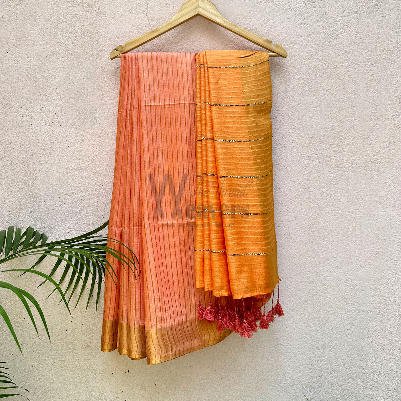 Apricot Blush Cotton Viscose Saree