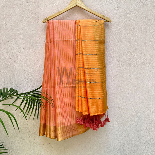 Apricot Blush Cotton Viscose Saree